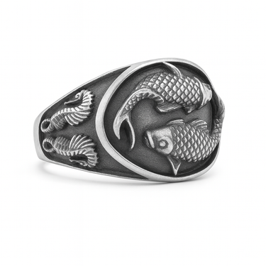 950 Silver Koi Ring | Luxury Men's Signature